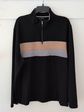 Magaschoni Man Black Color Block Quarterzip